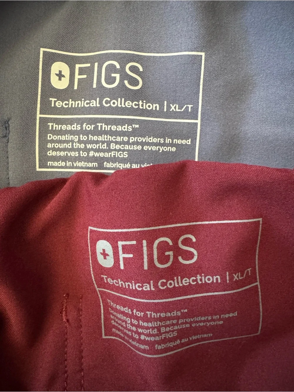 Lot Of 2- FIGS Cairo Straight-Leg Scrub Pants Men’s XL TALL Burgundy & Blue Gray